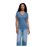 Eddie Bauer V-Neck Tee Blue Size Medium