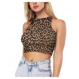 Ainuno Leopard Print Crop Tank Top Medium-Large