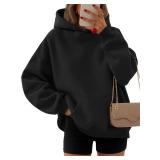 Efan Oversized Fleece Hoodie Sweatshirt Black...
