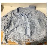 Light Blue Floral Lace Shirt and Shorts Set Large