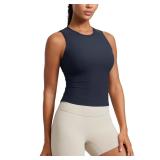 CRZ YOGA Cloudweight High Neck Tank Top Navy Small