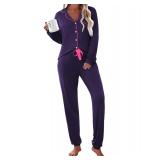 Ekouaer Pajama Set Long Sleeve Purple Medium