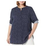 Amazon Essentials Popover Blouse Navy Dot XXL