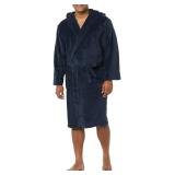Amazon Essentials Mens Plush Bathrobe Navy M-L
