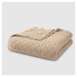 Jeremiah Brent Home Pointelle Throw Blanket Sand