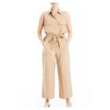 Max Studio Sleeveless Collared Jumpsuit Khaki...