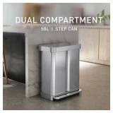 Simplehuman 58L Dual Compartment Recycling Bin