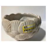 T1122 8 Inch Ceramic Seashell Planter Bowl Beige