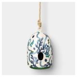 Threshold 94434269 Ceramic Birdhouse Blue Floral