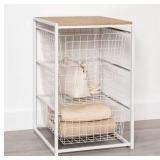 Drawer Organizer White Metal With Natural Wood
