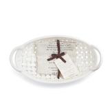 Demdaco Ceramic Bread Basket With Towel 15 x 8