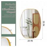 x30 in. Oval Brushed Gold Bathroom Wall Mirror
