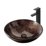 Solidee 16.5in Round Tempered Glass Vessel Sink