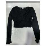HM Long Sleeve Wrap Top Black Size M