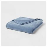 Threshold Microplush Blanket Full Queen Blue