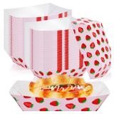 Jingmore Strawberry Paper Food Trays 5.9x3.7 100ct