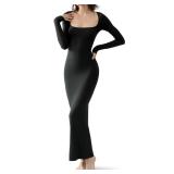Pumiey Long Sleeve Maxi Dress Black Large