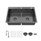 Glacier Bay 4643FGM-1 33 Double Bowl Kitchen Sink