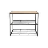 Brightroom 3-Tier Metal and Wood Shoe Rack
