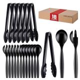 Mwellewm Plastic Serving Utensils Set 18Pc Black