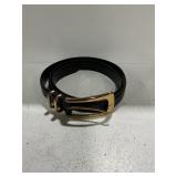 Madewell NY203 Black Leather Belt Gold Tone Buckle