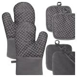 Jizvxe Oven Mitts and Pot Holders Gray 4pk