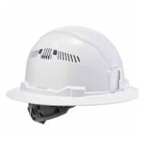 Vented Hard Hat , Full Brim Style, Ratchet...