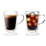 NIRA.Z 12.5 OZ Double Walled Glass Coffee Mugs...