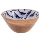Boston International Mango Wood Bowl Navy Whale