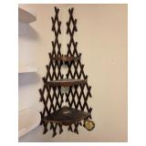 Expandable Wooden Wall Shelf with Three Tiers