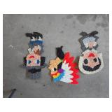 Three Handcrafted Yarn Art Figures in Character De