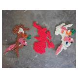 Three Handmade Textured Bunny Wall Hangings