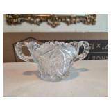 Cut Glass Sugar Bowl with Ornate Handles and Scall