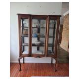 Wooden Glass Display Cabinet With Queen Anne Style