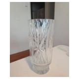 Cut Glass Crystal Vase with Geometric Starburst De