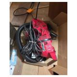 Red Electric Sander with Hose Attachment and Acces