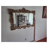 Ornate Gold-Tone Framed Wall Mirror with Rococo De