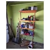 Garage Shelf With Assorted Tools, Sprays, and Acce