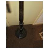Wooden Floor Lamp with Painted Fabric Shade Featur