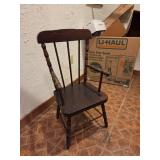 Wooden Spindle-Back Child's Chair with Dark Finish