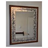 Wall Mirror with Decorative Stained Glass-Style Bo