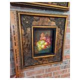 Framed Still Life Painting With Fruit and Signatur