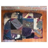 Handcrafted Patchwork Quilt with Velvet and Silk D