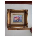 Floral Oil Painting in Ornate Gold Frame