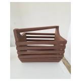 Wooden Slatted Basket with Handle