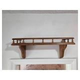 Wood Wall Shelf with Spindle Rail and Bracket Supp