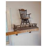 Wooden Miniature Rocking Chair and Shelf Set