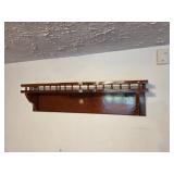 Wooden Wall Shelf with Spindle Design and Decorati