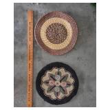 Braided Round Basket and Hand-Hooked Rug with Flor