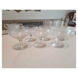 Six Etched Glass Coupe Glasses